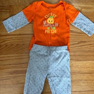 Orange and Gray Pumpkin Baby Outfit 6-9 Months